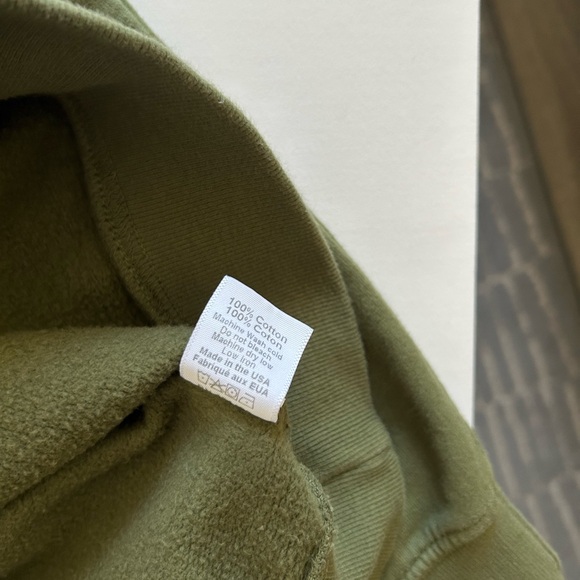 Clare V.  Olive Green Sweatshirt with bright Orange Print Sz.XL - Picture 5 of 7